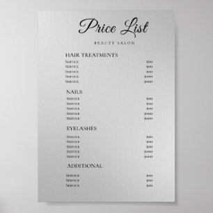 Modern Elegant Beauty Salon Price List Poster