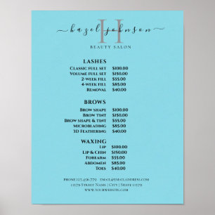 Modern Elegant Beauty Salon Price List Poster