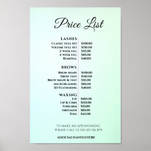 Modern Elegant Beauty Salon Price List Poster