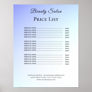 Modern Elegant Beauty Salon Price List Poster