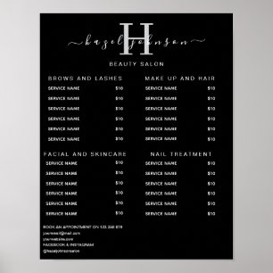 Modern Elegant Beauty Salon Price List Poster