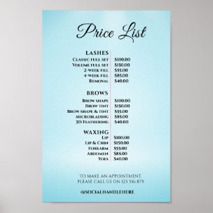 Modern Elegant Beauty Salon Price List Poster
