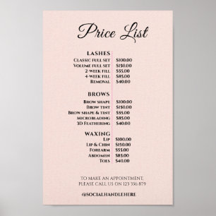 Modern Elegant Beauty Salon Price List Poster