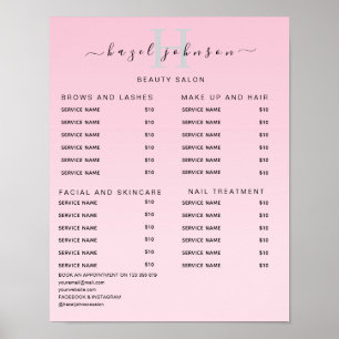 Modern Elegant Beauty Salon Price List Poster