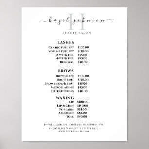 Modern Elegant Beauty Salon Price List Poster