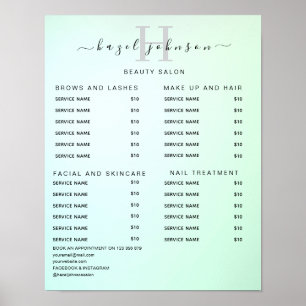 Modern Elegant Beauty Salon Price List Poster