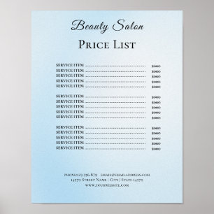 Modern Elegant Beauty Salon Price List Poster