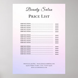 Modern Elegant Beauty Salon Price List Poster