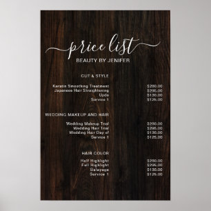Modern Elegant Beauty salon price list Poster