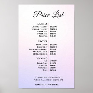 Modern Elegant Beauty Salon Price List Poster