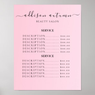 Modern Elegant Beauty Salon Price List Poster