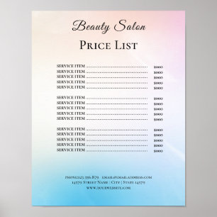 Modern Elegant Beauty Salon Price List Poster