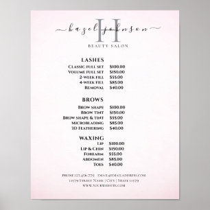 Modern Elegant Beauty Salon Price ListPoster Poster