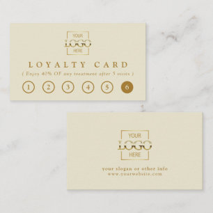 Modern Elegant Beige and Gold Business Logo Reward Loyalty Card