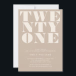 Modern Elegant Beige Bold Typography Invitation<br><div class="desc">Modern 21st birthday invitation featuring elegant bold typography and minimalist design.</div>