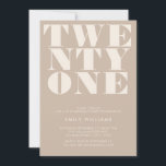 Modern Elegant Beige Bold Typography Invitation<br><div class="desc">Modern 21st birthday invitation featuring elegant bold typography and minimalist design.</div>