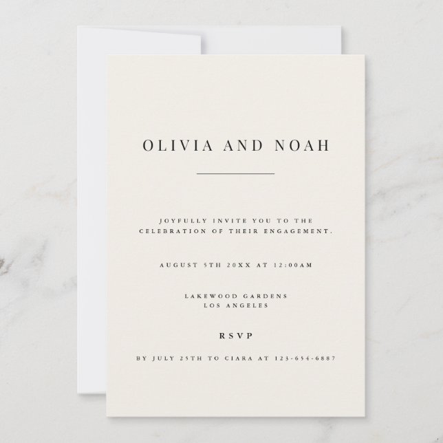 Modern & Elegant Beige Engagement Party Invitation (Front)