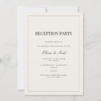 Modern & Elegant Beige Reception Invitation Card