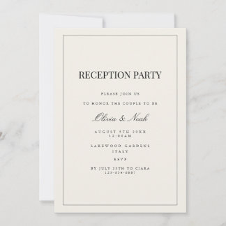 Modern & Elegant Beige Reception Invitation Card