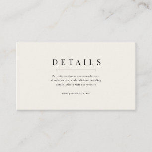 Modern & Elegant Beige Wedding Details Enclosure Card