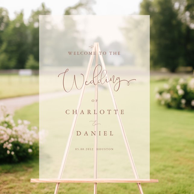 Modern, Elegant, Beige-White-Transparent, Script, Acrylic Sign (Modern, Elegant, Beige-White-Transparent, Script, Acrylic Sign)