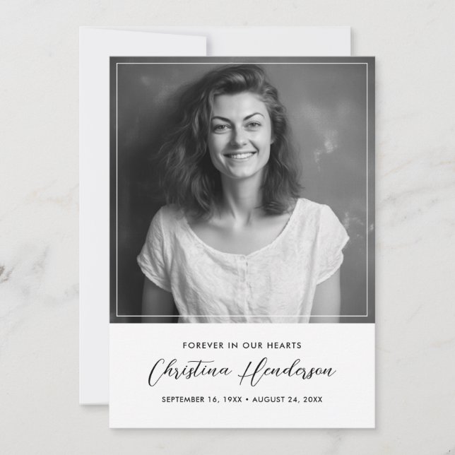 Modern Elegant Bereavement Sympathy Funeral Photo Thank You Card (Front)