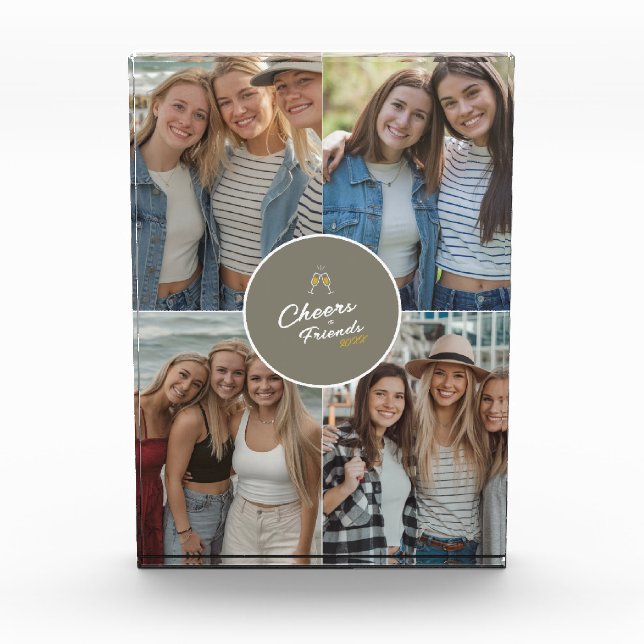 Modern Elegant Best Friends Stylish Besties Chic Photo Block (Front)
