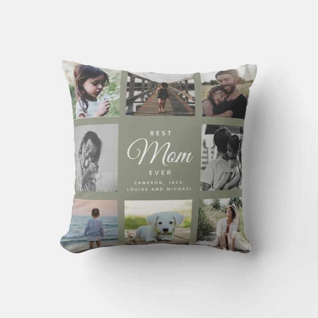 Modern Elegant Best Mum Ever Cute Photo Collage Cushion (Front)