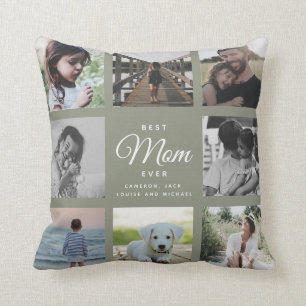 Modern Elegant Best Mum Ever Cute Photo Collage Cushion