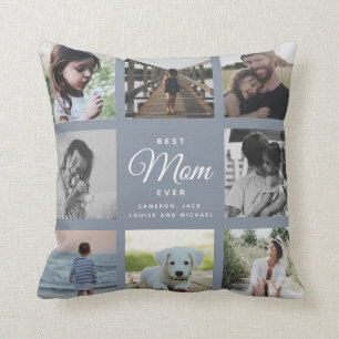Modern Elegant Best Mum Ever Family Photo Collage Cushion