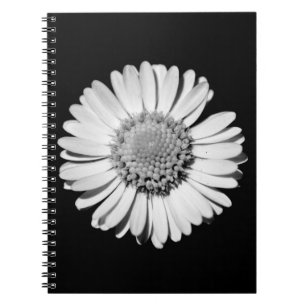  Modern & Elegant Big Black and White Daisy Flower Notebook