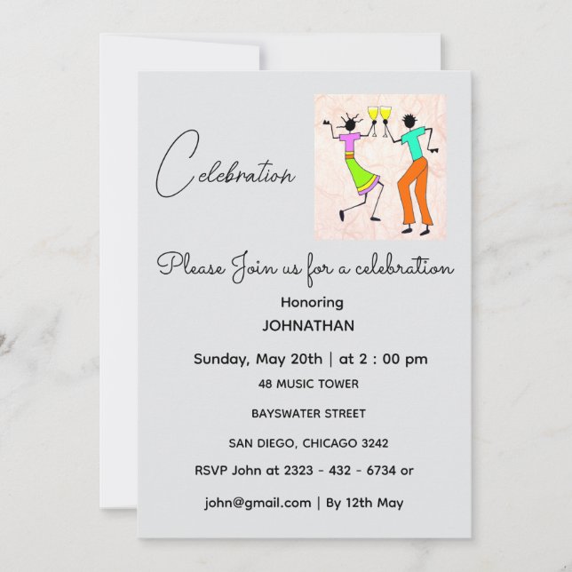 Modern, elegant Birthday Invitation (Front)