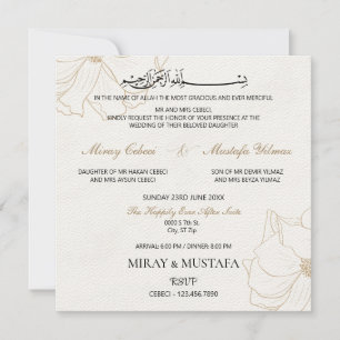 Modern Elegant Bismillah Islamic Muslim Wedding  Invitation