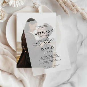 Modern Elegant Black AND Calligraphy Wedding Vellum Invitations