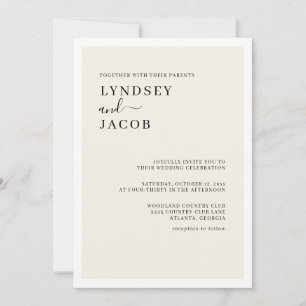 Modern Elegant Black and Cream Wedding Invitation