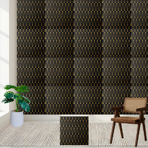 Modern Elegant Black and Gold Geometric Hexagon Ceramic Tile