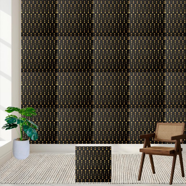 Modern Elegant Black and Gold Geometric Hexagon  Ceramic Tile (Modern Elegant Black and Gold Geometric Hexagon Ceramic Tile)