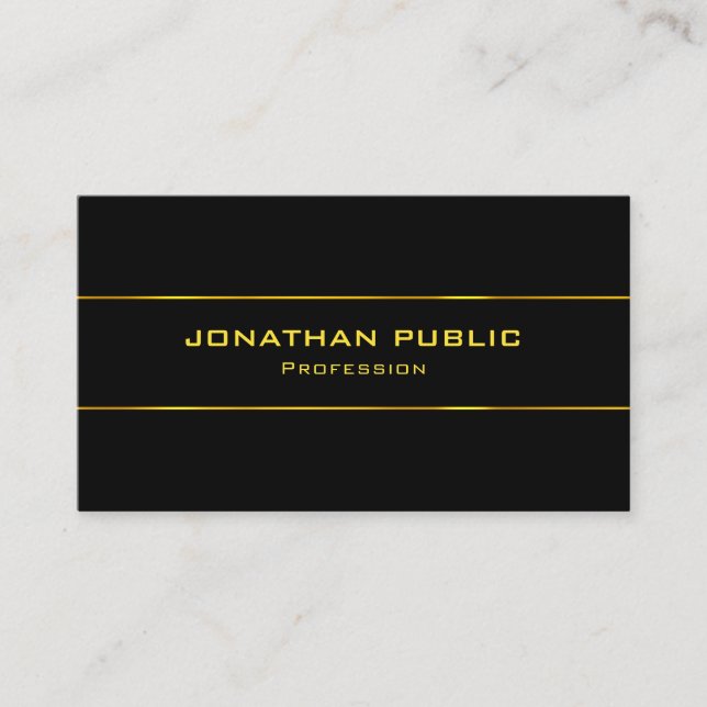 Modern Elegant Black And Gold Glamour Template Business Card (Front)