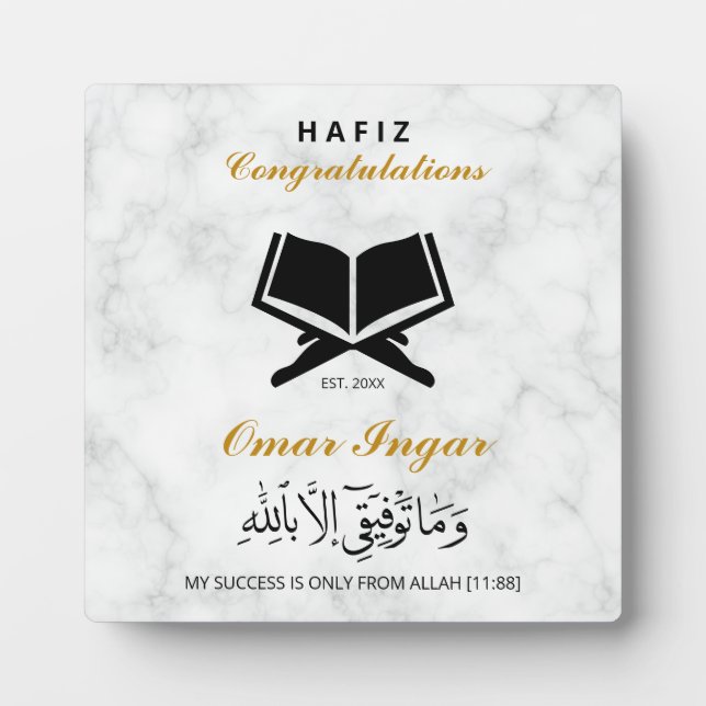 Modern Elegant Black and Gold Graduation Keepsake Plaque (Front)