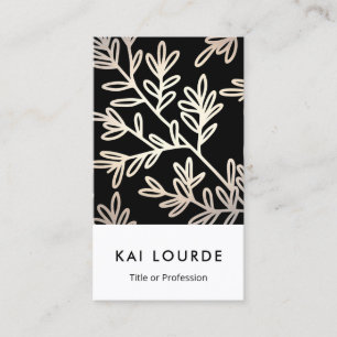 Modern Elegant Black and Gold  Leaf Pattern Business Card