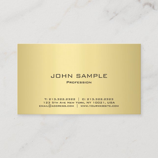 Modern Elegant Black and Gold Plain Professional Business Card (Front)