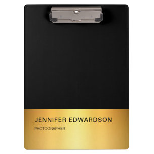 Modern elegant black and gold professional clipboard