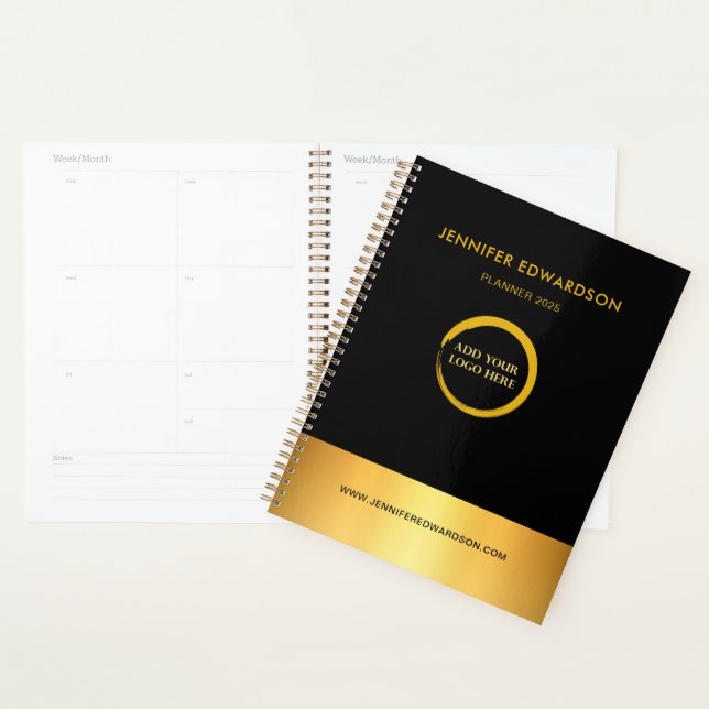 Modern elegant black and gold professional planner (Display)