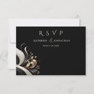 Modern Elegant Black and Gold  RSVP Card