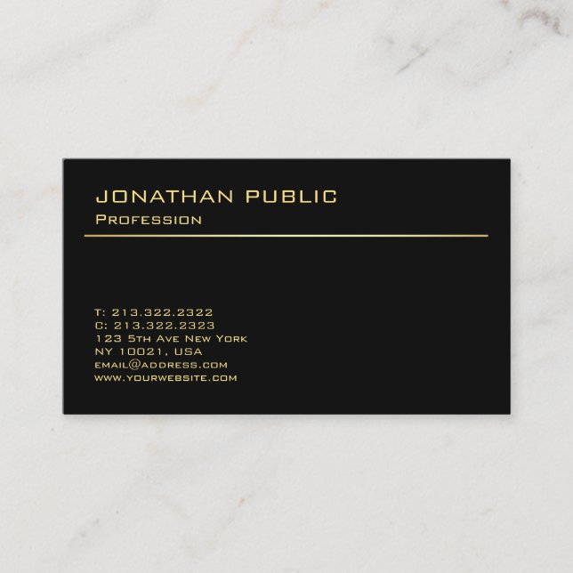 Modern Elegant Black And Gold Template Buy Online Business Card (Front)