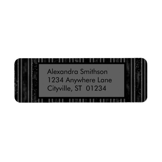 Modern Elegant Black and Grey Striped  Return Address Label (Front)