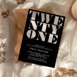 Modern Elegant Black and White Bold Typography Invitation<br><div class="desc">Modern 21st birthday invitation featuring elegant bold typography and minimalist design.</div>