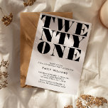 Modern Elegant Black and White Bold Typography Invitation<br><div class="desc">Modern 21st birthday invitation featuring elegant bold typography and minimalist design.</div>