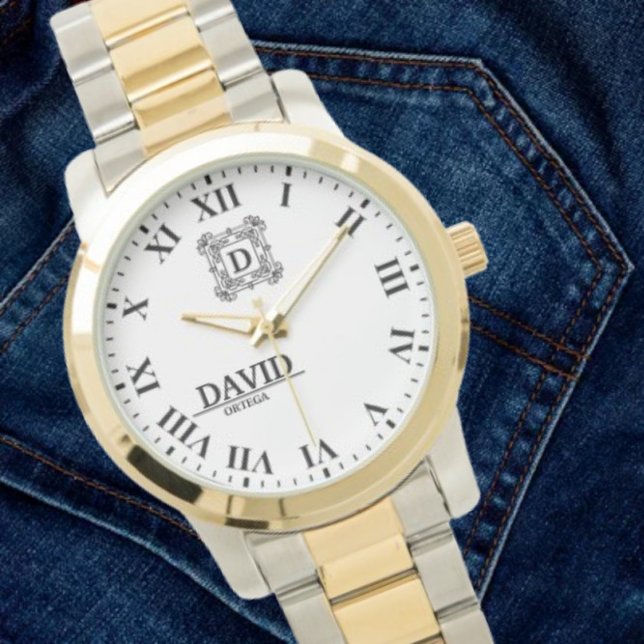 Modern Elegant Black and White Custom Name Watch (Creator Uploaded)