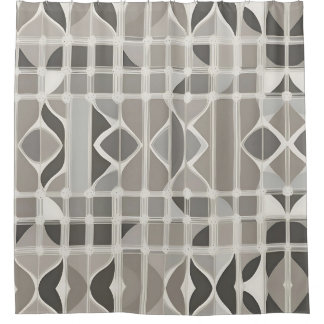 Modern Elegant Black and White Geometric Patterned Shower Curtain